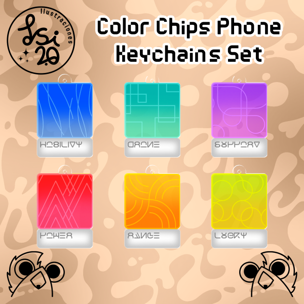 Color Chips Phone Keychains Set