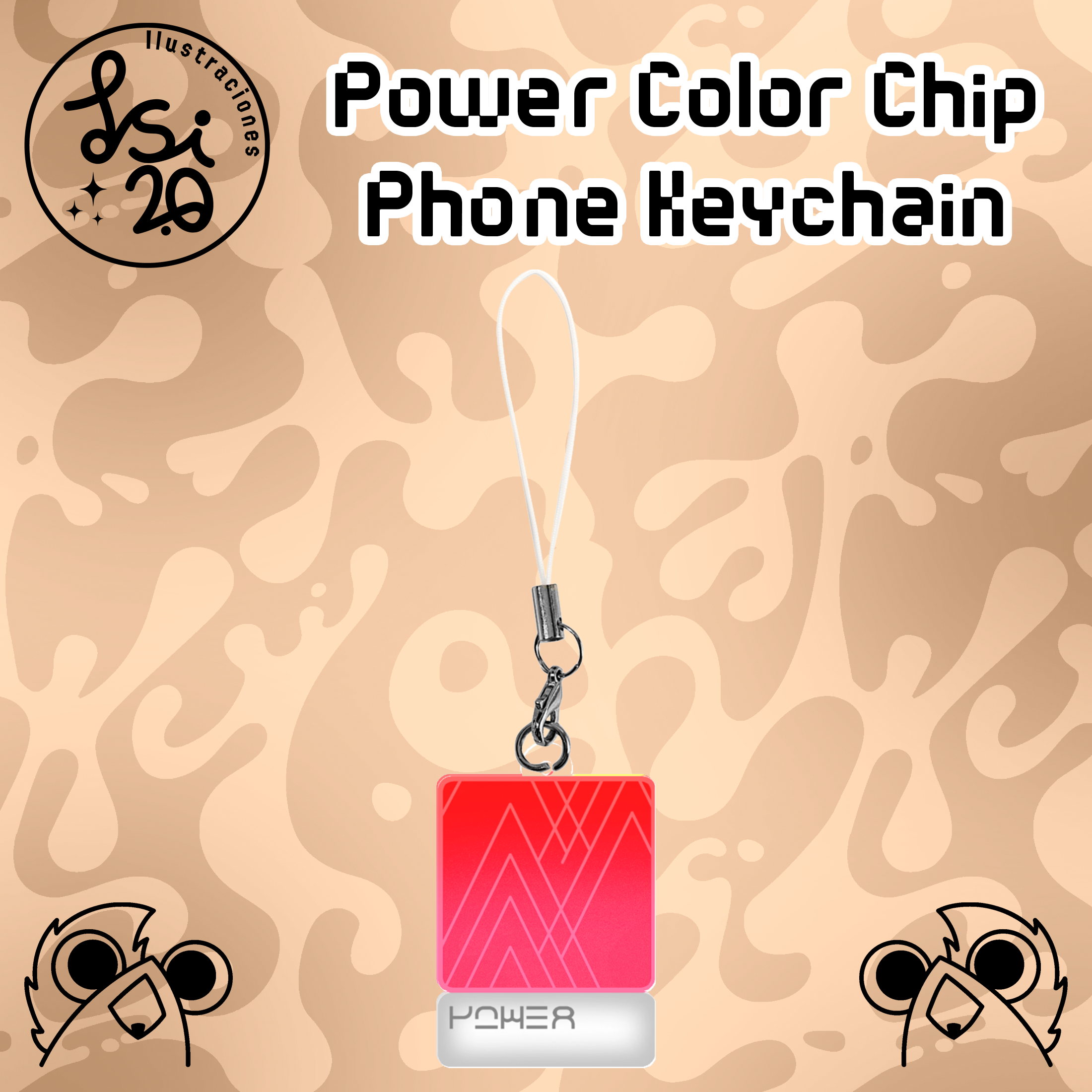 Power Color Chip Phone Keychain