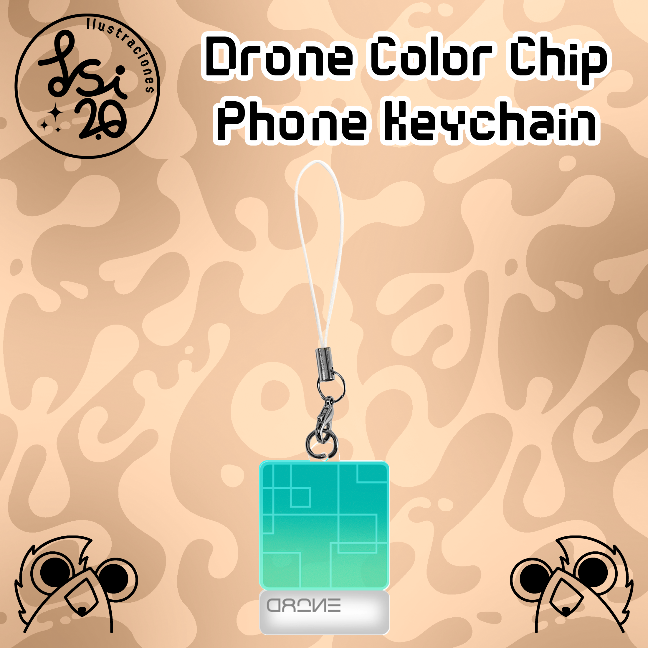 Drone Color Chip Phone Keychain