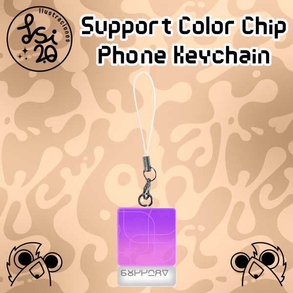 Support Color Chip Phone Keychain