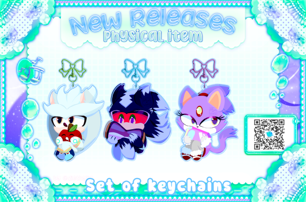 Silver,  mephiles and blaze hug chibi  / 10 cm acrylic keychains