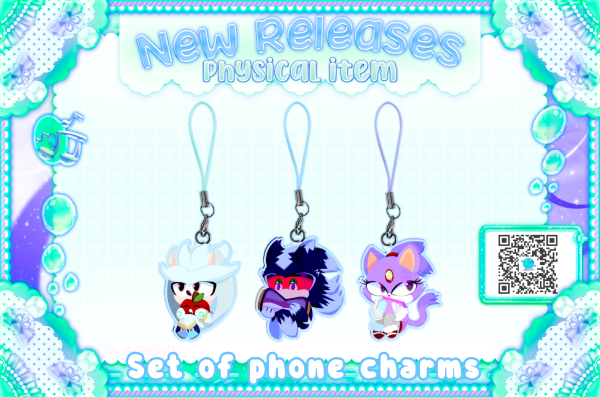 Silver,  mephiles and blaze hug chibi / acrylic Phone charms