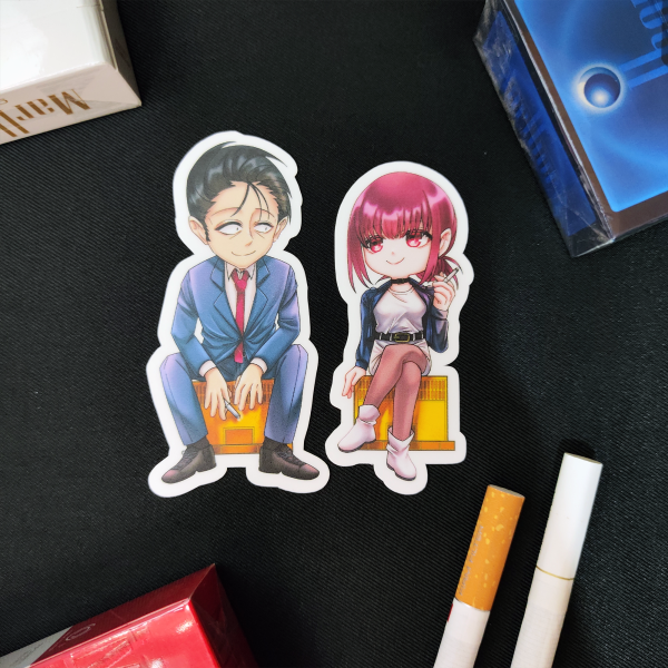 Smoking Behind the Supermarket with You anime Waterproof Stickers l Maerachii