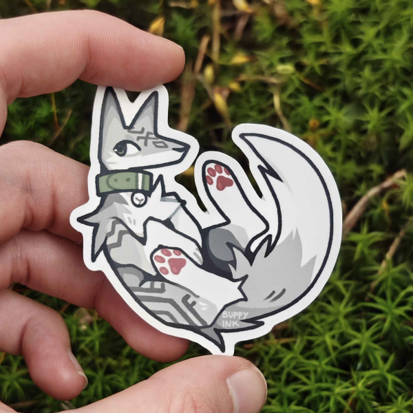 Grey Wolf Sit || Sticker