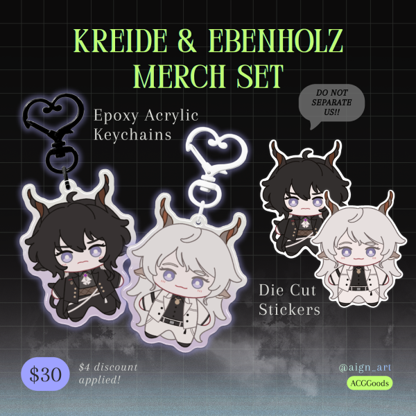 [Arknights] Kreide & Ebenholz Keychain+Sticker Set 🤍🖤