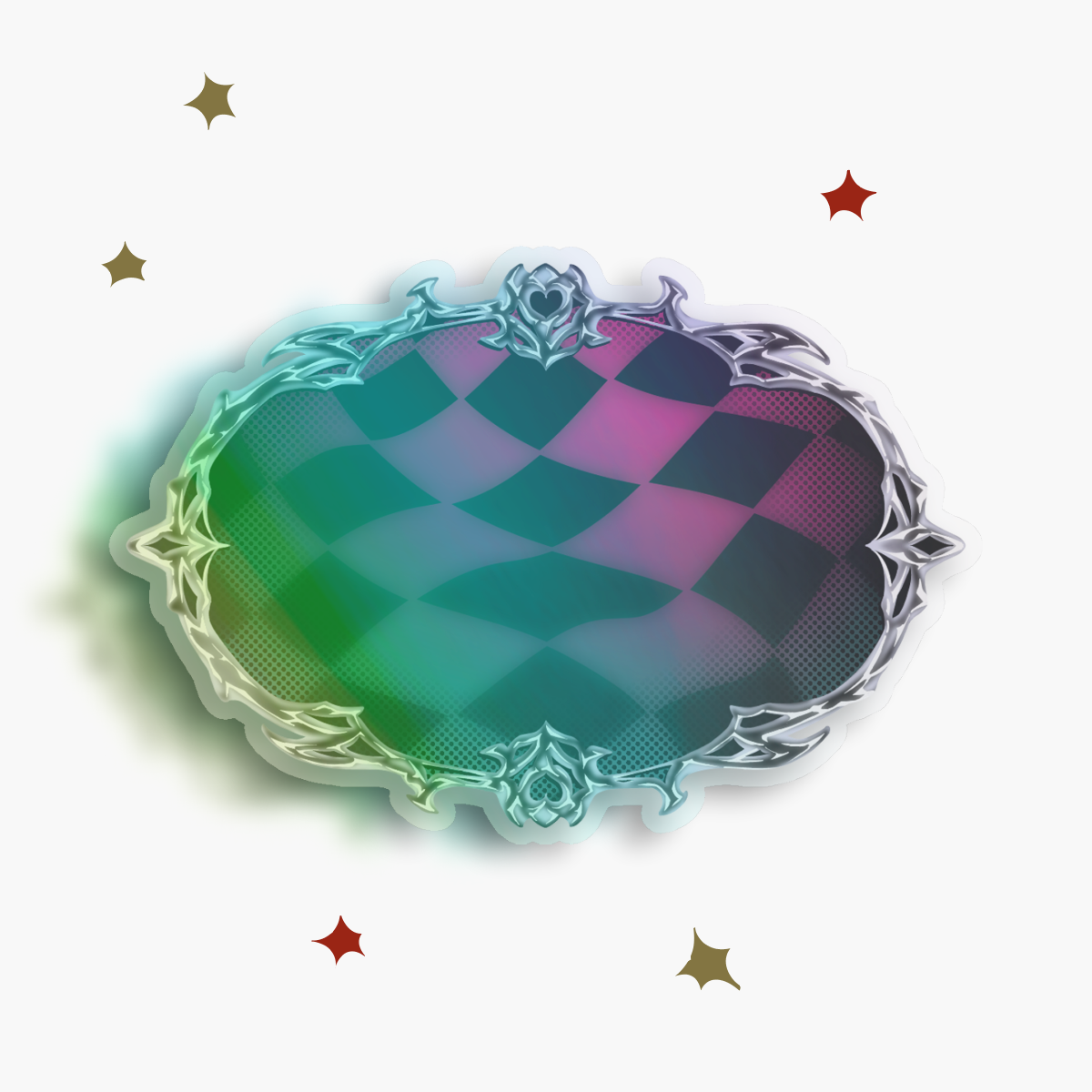 Round Metalwork Frame (Checkered) Sticker