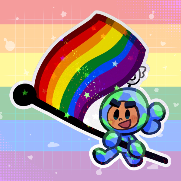Archie with Rainbow flag Sticker