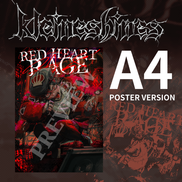 RED HEART RAGE- Dream Riddle A4 Poster