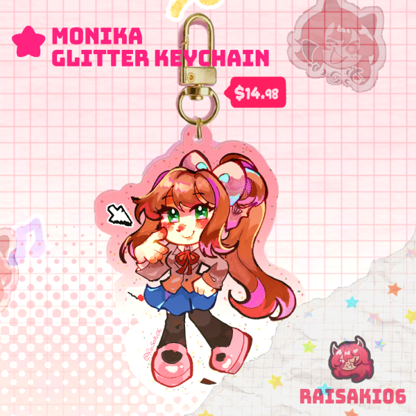 Monika DDLC || Glitter Keychain