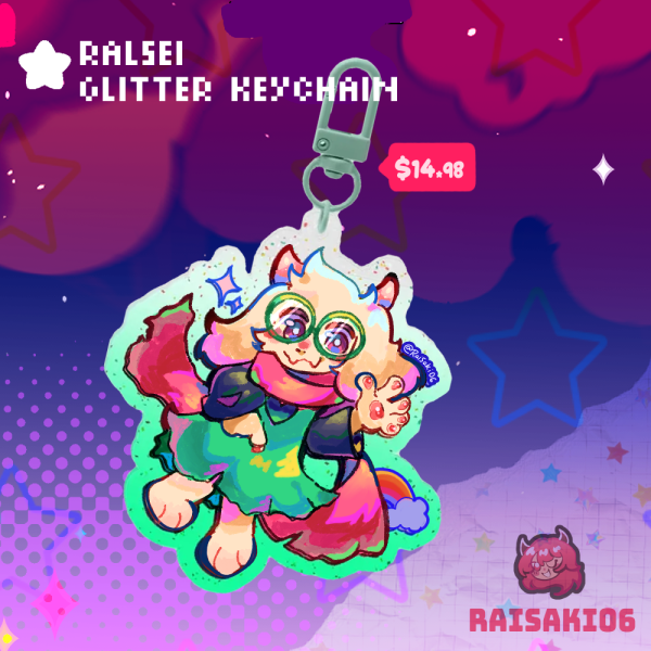 Ralsei Deltarune || Glitter Keychain