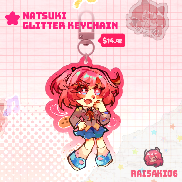 Natsuki DDLC || Glitter Keychain