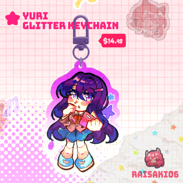 Yuri DDLC || Glitter Keychain