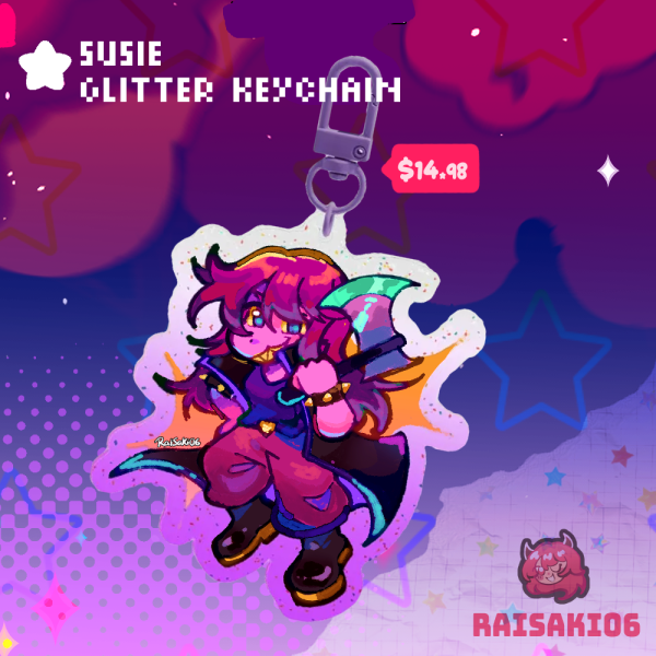 Susie Deltarune || Glitter Keychain