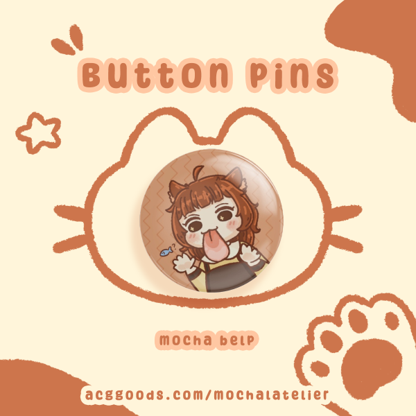 Mocha Belp Emote Button Pins