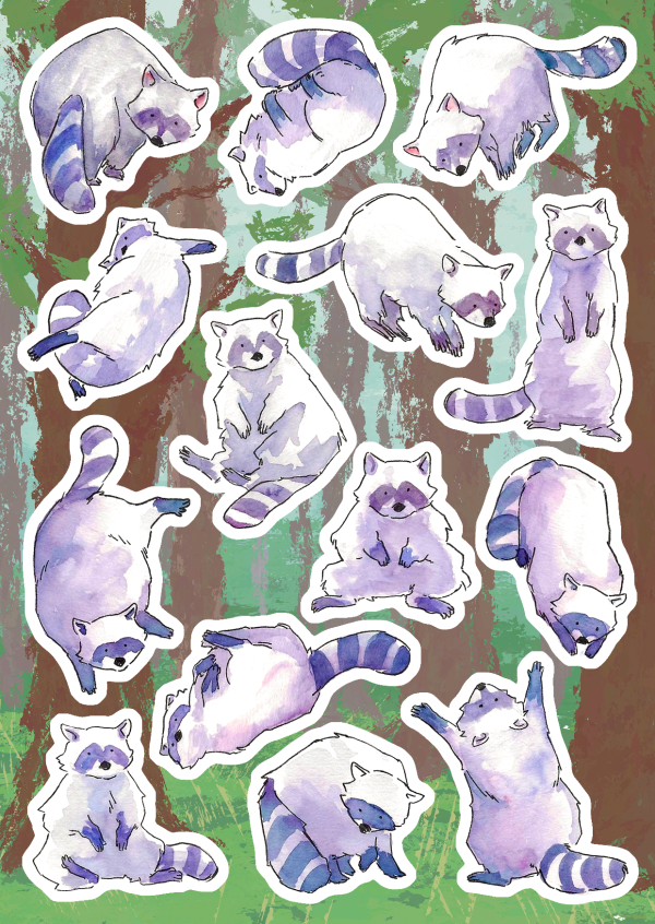 Raccoons - A6 sticker sheet