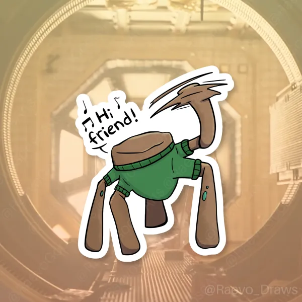"Hi Friend!" Rocky Sticker - With Sweater