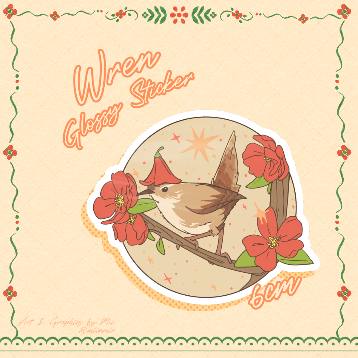 [ORIGINAL] Stalwart Kinglet𝄞₊ ⊹ Wren Sticker