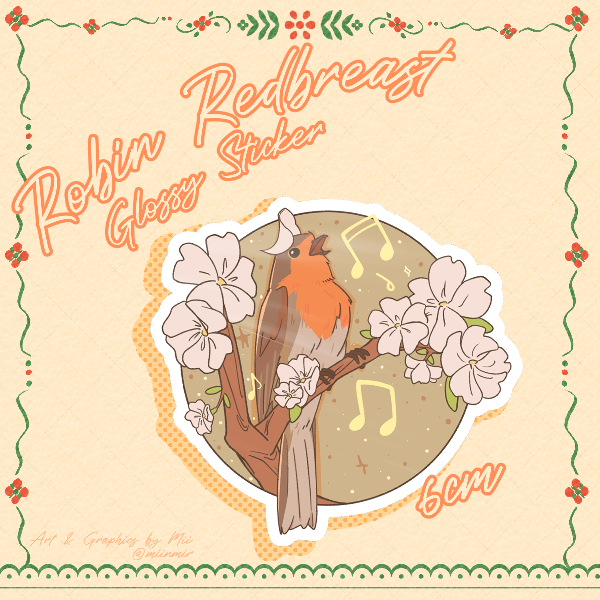 [ORIGINAL] Carolling Knight𝄞₊ ⊹ Robin Redbreast Sticker