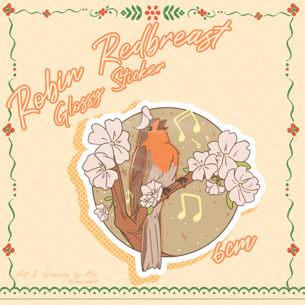 [ORIGINAL] Carolling Knight𝄞₊ ⊹ Robin Redbreast Sticker