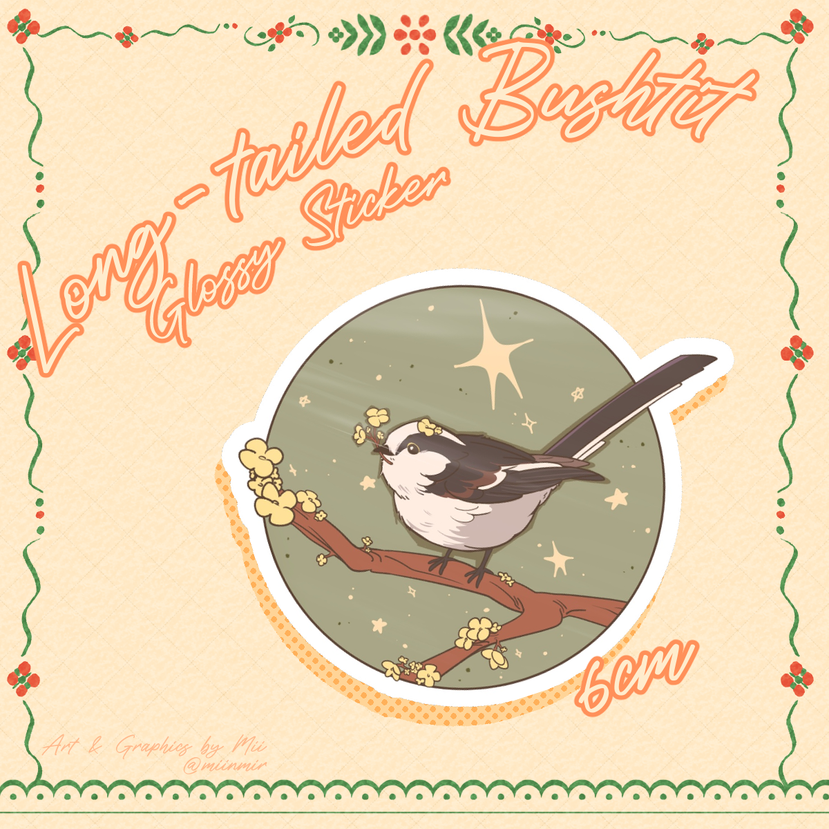 [ORIGINAL] Adoring Ally𝄞₊ ⊹ Long-tailed Bushtit Sticker