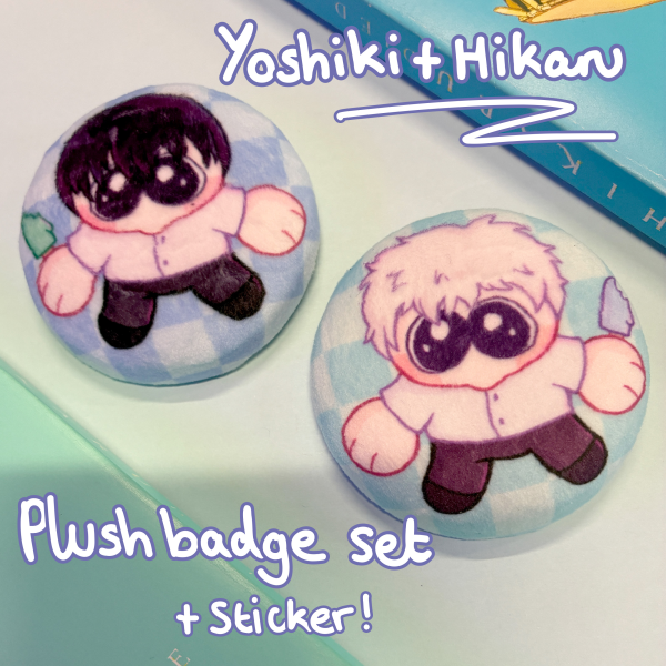 Yoshiki and Hikaru Plush badge set (+ sticker) - The Summer Hikaru Died
