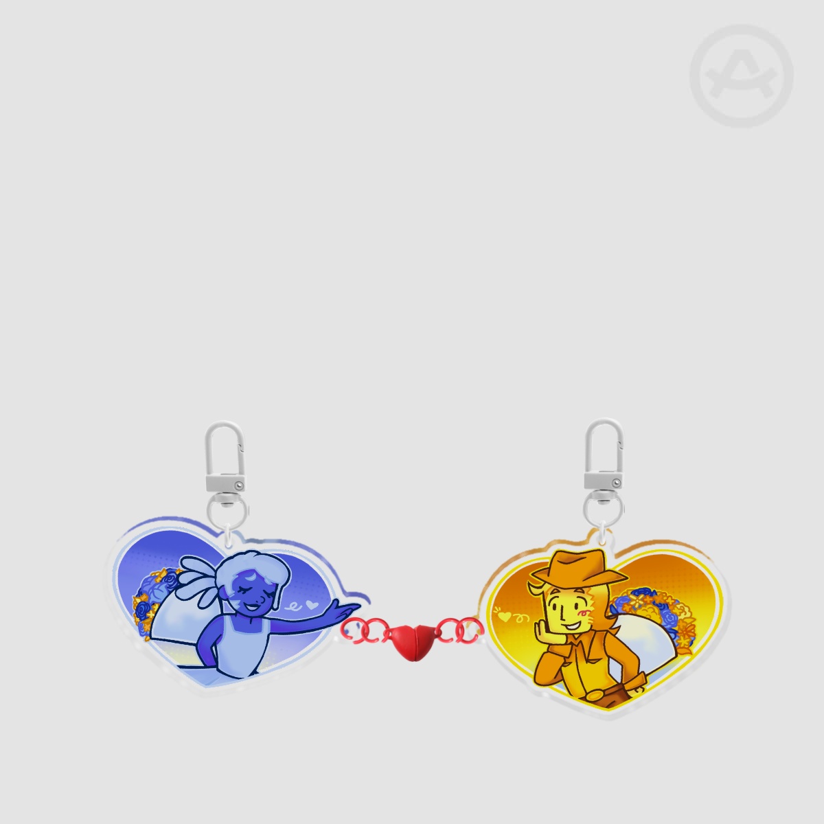 ( DELTARUNE CH. 5 ) Blue & Yellow Blellow Heart Magnet Keychain