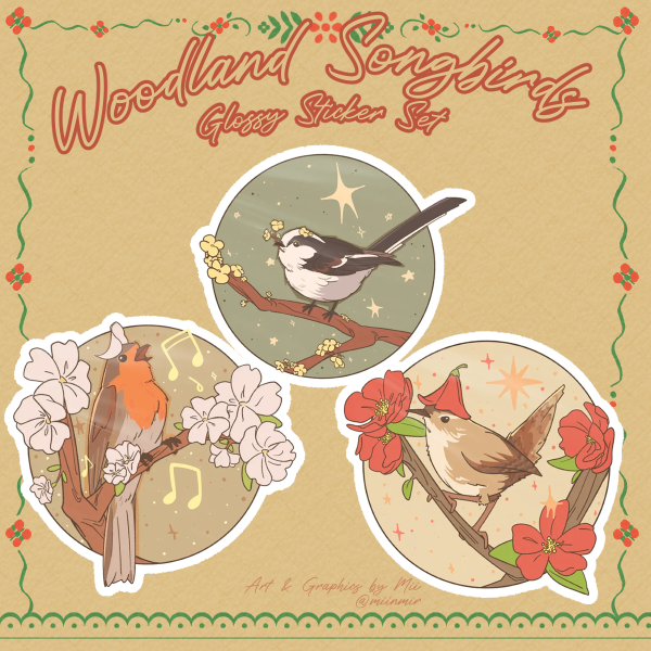 [ORIGINAL] Woodland Songbirds𝄞₊ ⊹ Stickers Set