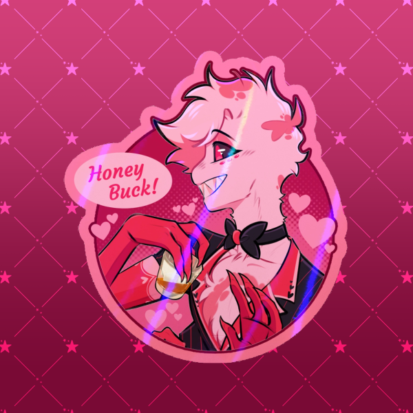Angel Dust Valentine's Day (not canon) Colored Edge Die Cut Stickers