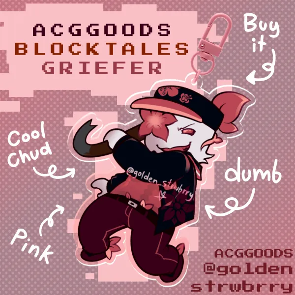 Pink Griefer Blocktales Clear Acrylic Keychains