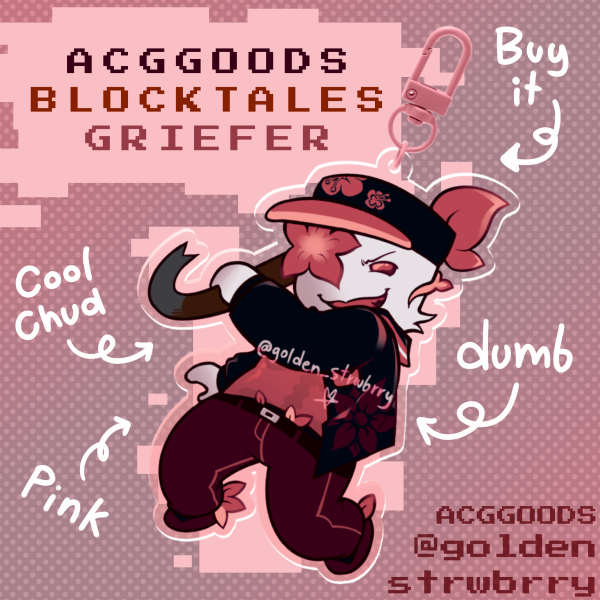 Pink Griefer Blocktales Clear Acrylic Keychains
