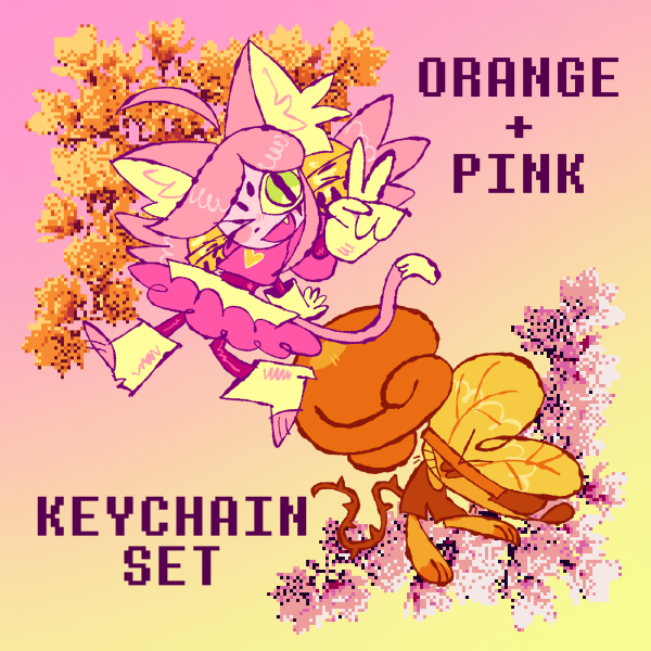 Deltarune Orange+Pink Keychain Set