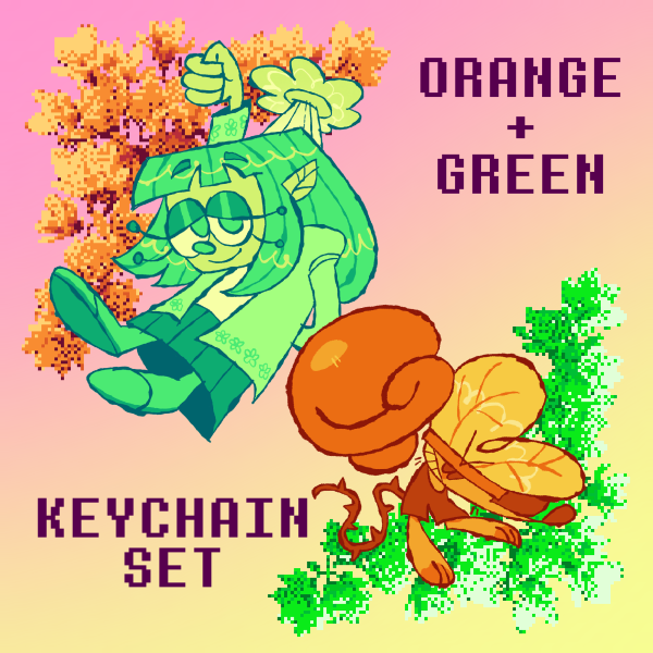 Deltarune Green+Orange Keychain Set