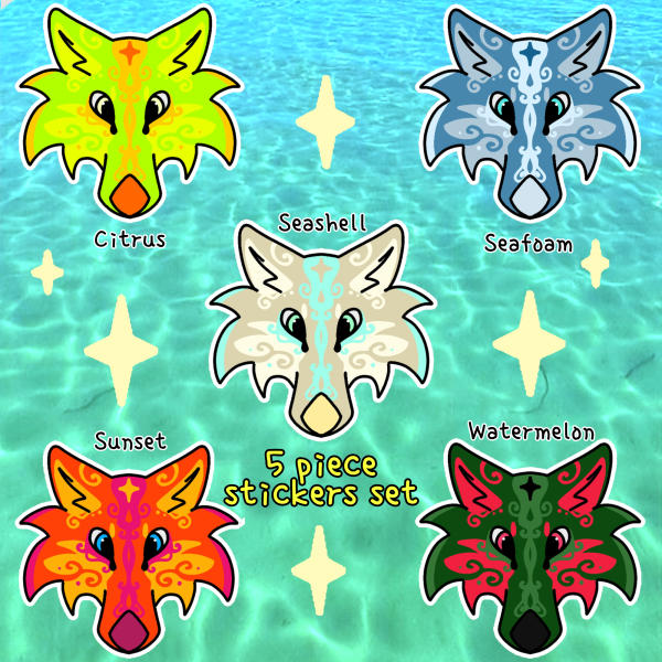 Summer wolves sticker set