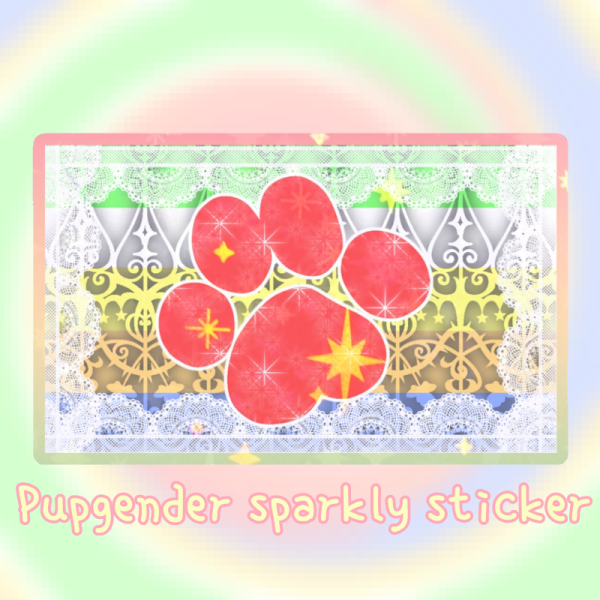 Pupgender sparkly sticker