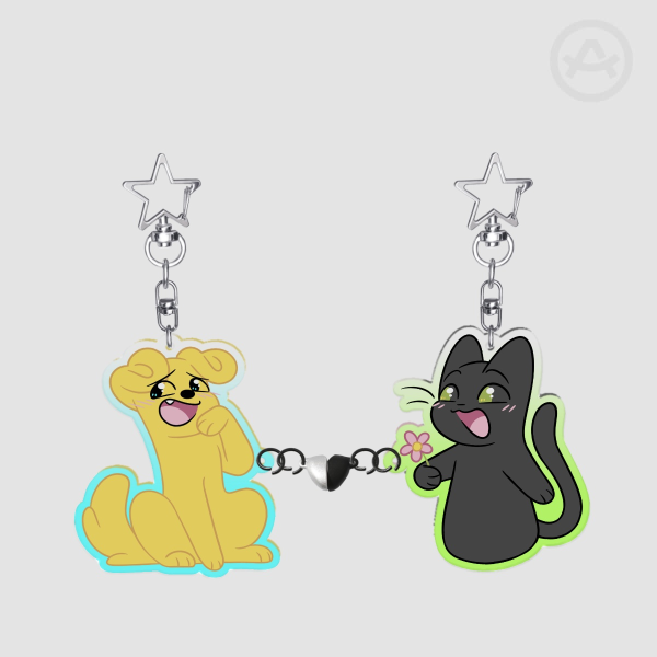 Lemon and Kiwi heart magnet Keychain