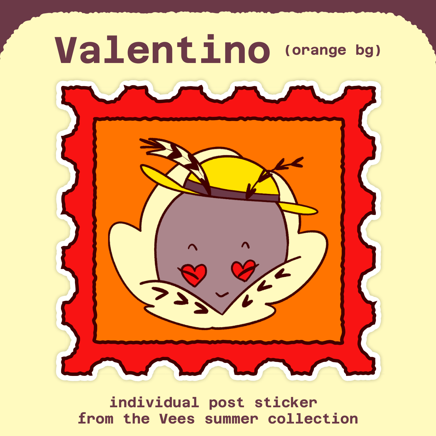 Valentino (orange bg) - Vees Summer Post Sticker