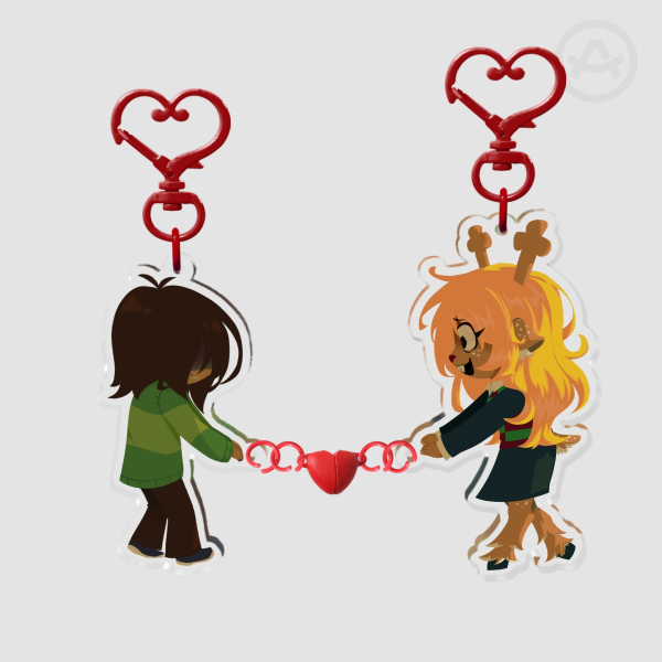Noelle & Kris Heart Magnet Keychains