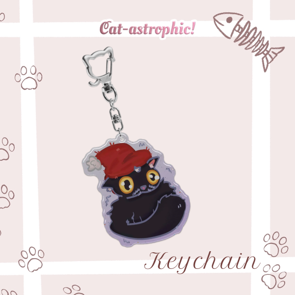 Snowy Black Cat Keychain | Epoxy Glitter Acrylic Keychains