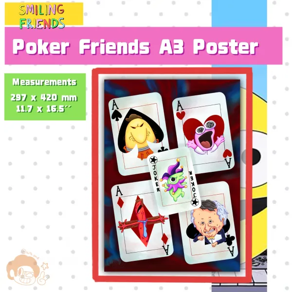 Poker Friends A3 Poster Printing | Smiling Friends