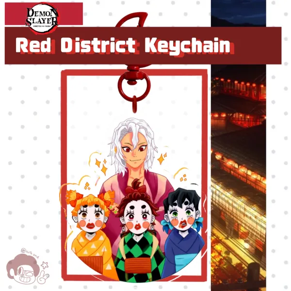 Red District (Tanjiro, Zenitsu, Inosuke & Uzui) Acrylic Keychain | Demon Slayer