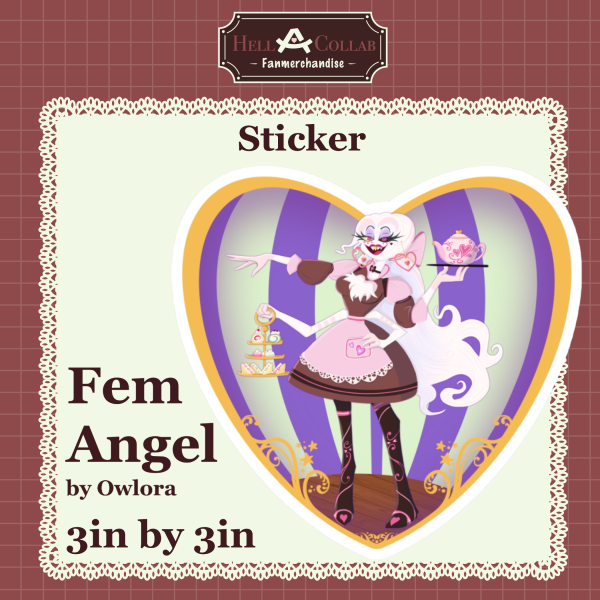 Fem Angeldust || 3” soft touch Die Cut Sticker || Hell-a-Collab Maid Cafe