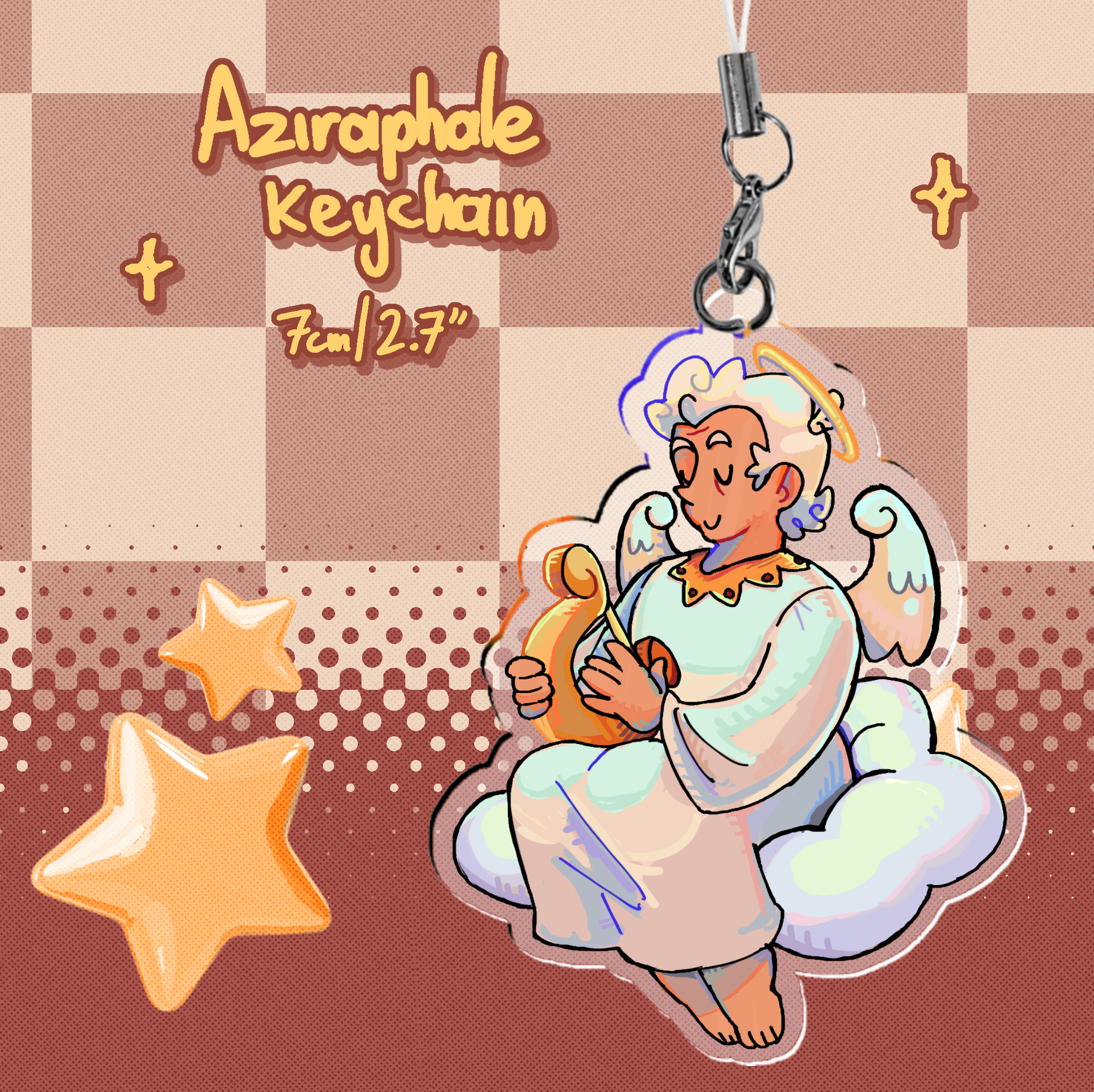 Aziraphale Cloud Keychain