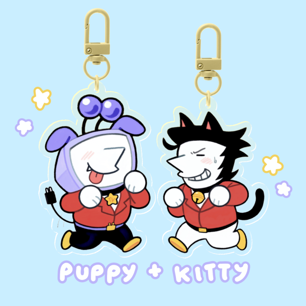 Puppy and Kitty Spamtenna Keychains