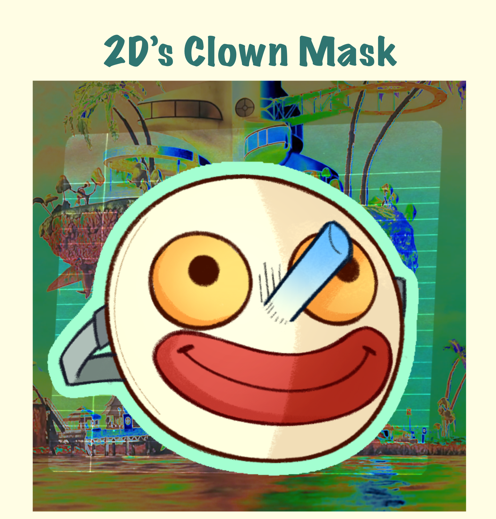 2-D’s Clown Mask (Plastic Beach) Sticker