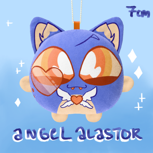 Angel Alastor Mochi Cat Plush Keychain