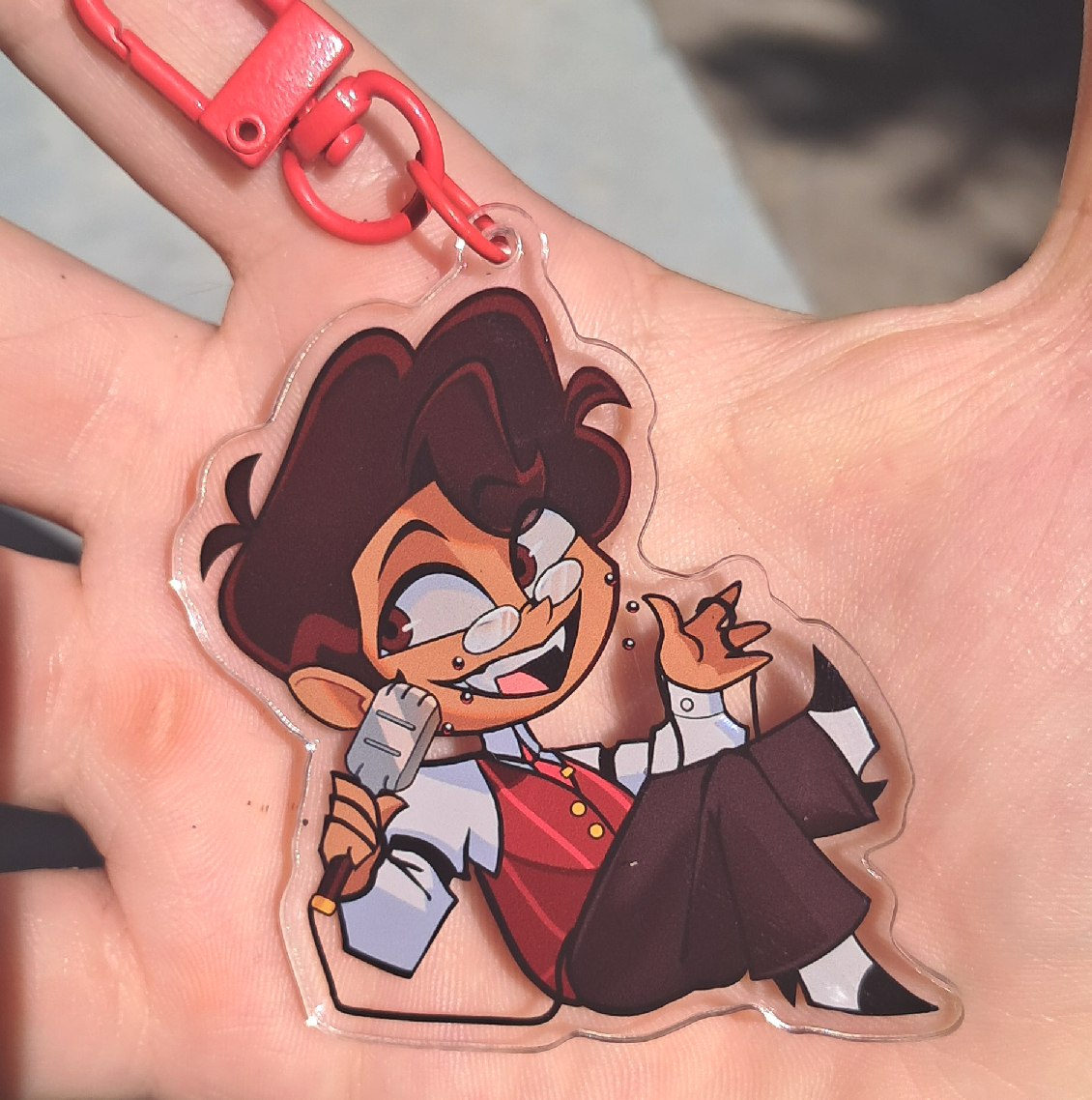 Human Alastor || Radiohost Keychain || Chibi 
