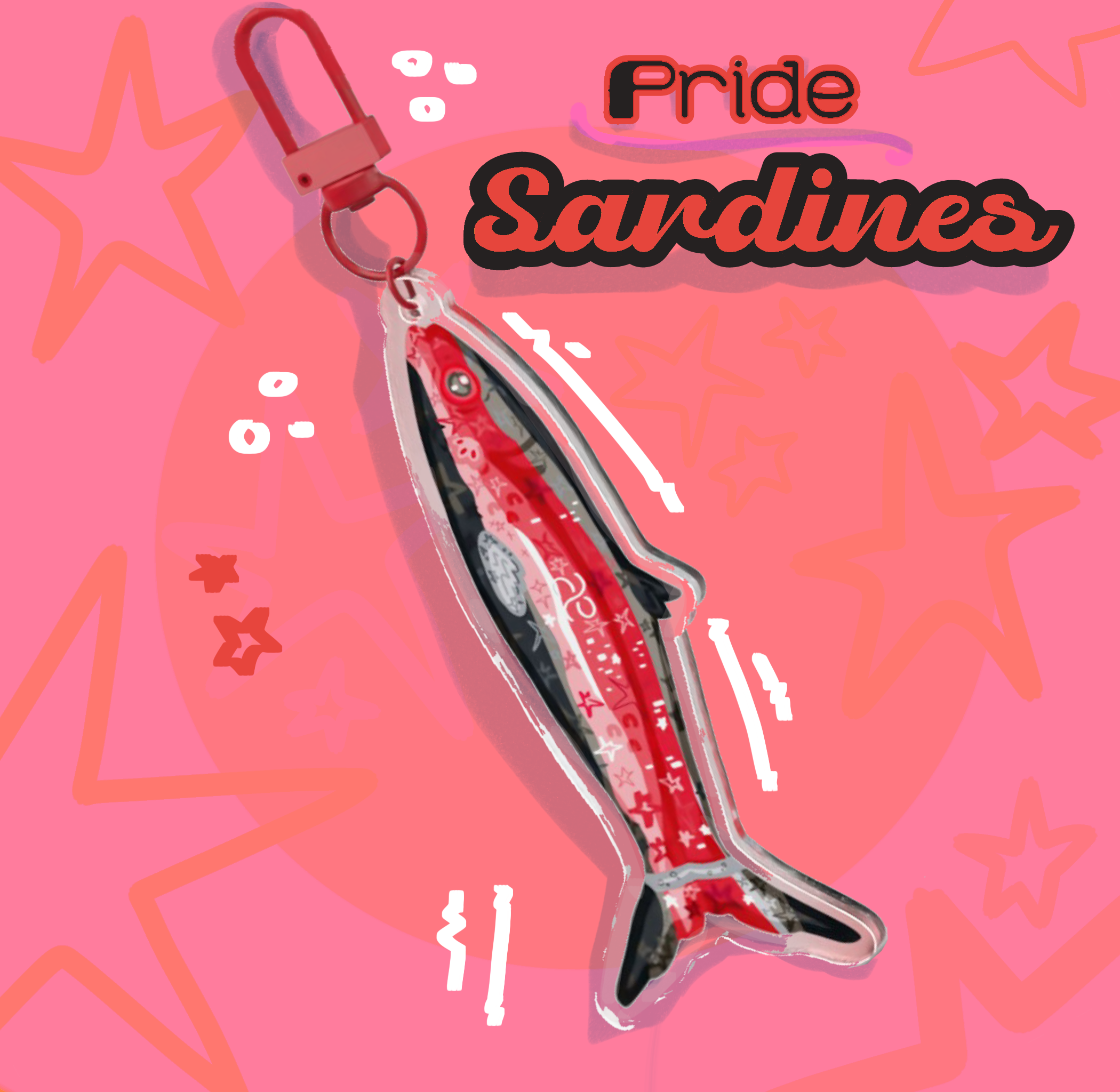 Pride Sardines - Separation Anxiety Pride Flag Clear Acrylic Keychains