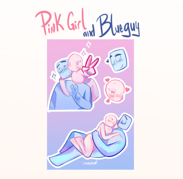 PINK GIRL AND BLUE GUY STICKER SHEET!