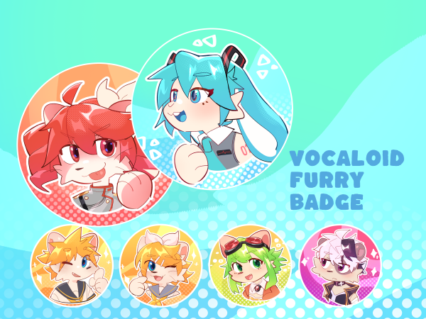 Furry Vocaloid Badge Set
