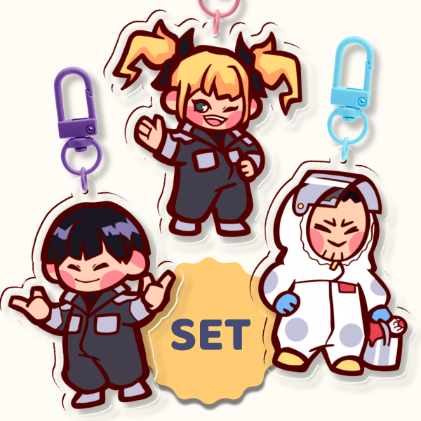 Acrylic Keychain Set -  Kaijuu No 8 Anime - Kafka Hibino - Kikoru Shinomiya - Soshiro Hoshina